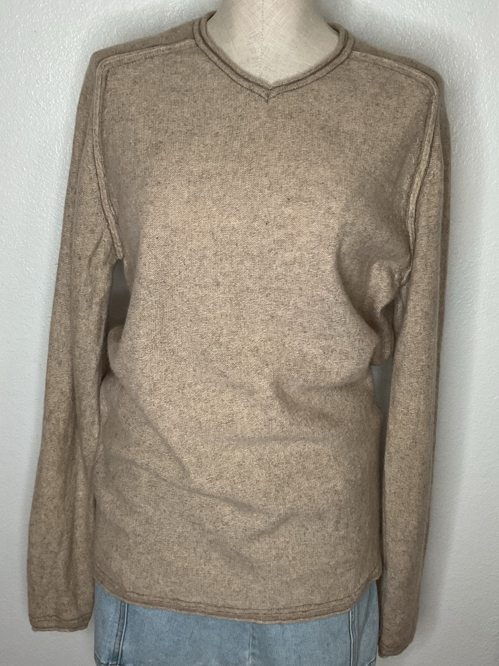 NEXT Lambswool V-Neck Sweater Tan/Beige Unisex